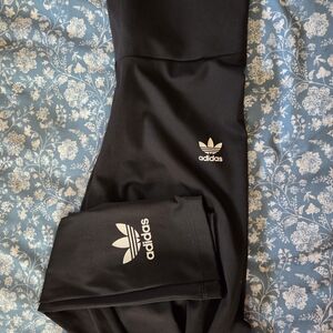 adidas Black Leggings with White Trefoil Logos